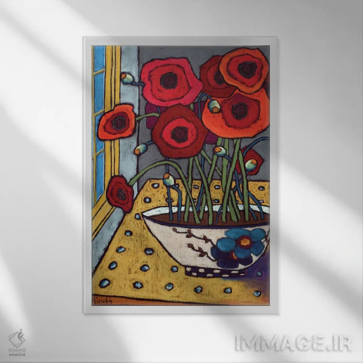 تابلو دکوراتیو آفتاب در یک کاسه اثر دیویدای هیندز - نمای قابدار سفید