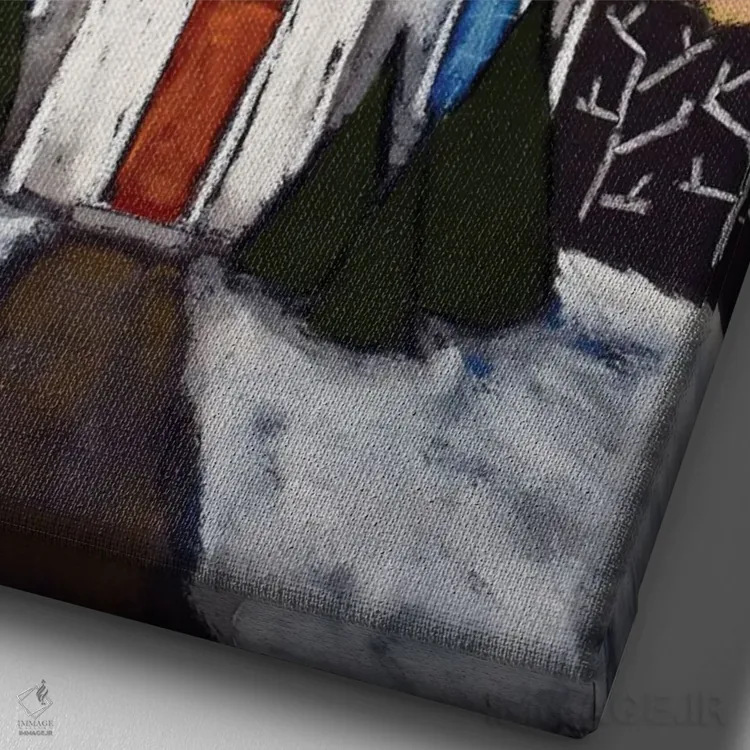 تابلو دکوراتیو کلیسا در منظره زمستانی II اثر دیویدای هیندز - نمای نزدیک بافت بوم