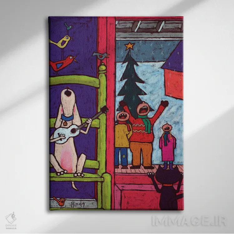 تابلو دکوراتیو آهنگ های کریسمس اوه پسر! اثر دیویدای هیندز - نمای روبهرو روی دیوار