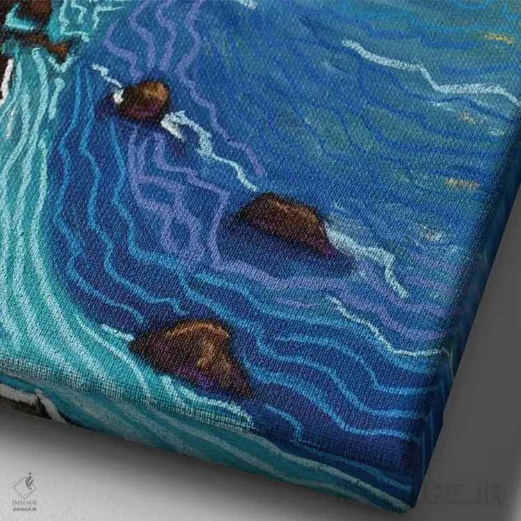 تابلو دکوراتیو شب پرستاره بر فراز خلیج مونتری اثر دیویدای هیندز - نمای نزدیک بافت بوم