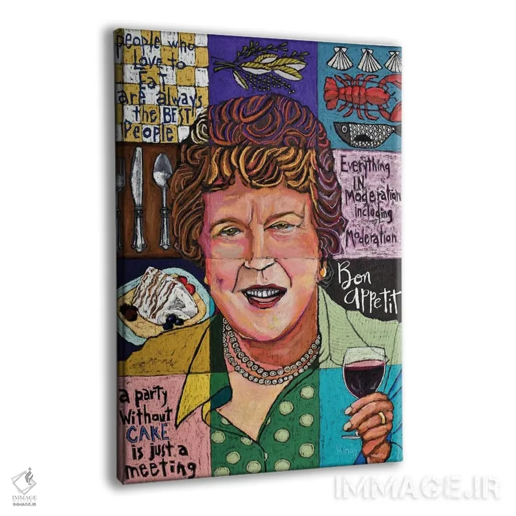 تابلو دکوراتیو کلاژ جولیا چایلد اثر دیویدای هیندز - نمای پرسپکتیو محصول