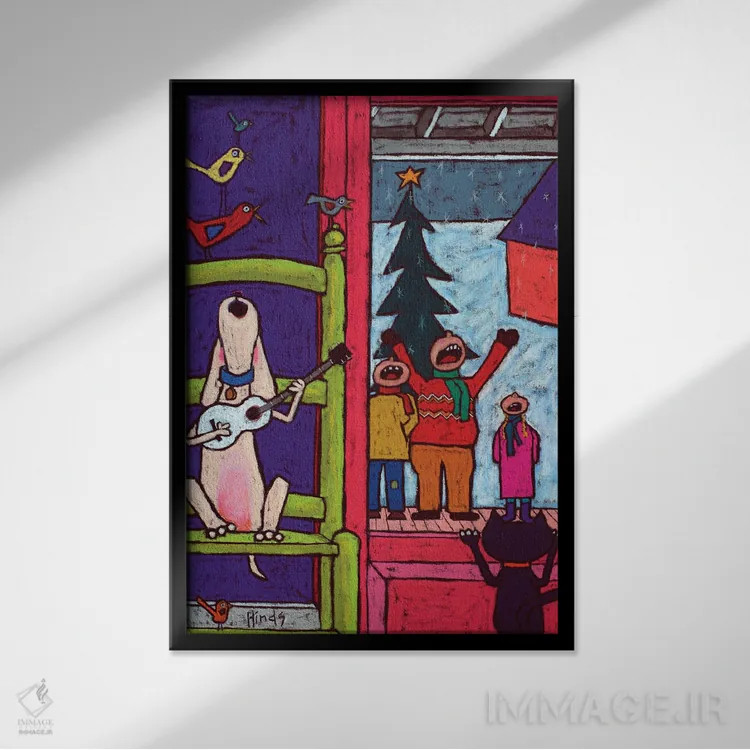 تابلو دکوراتیو آهنگ های کریسمس اوه پسر! اثر دیویدای هیندز - نمای قابدار مشکی