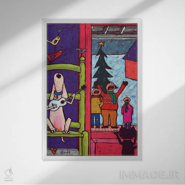 تابلو دکوراتیو آهنگ های کریسمس اوه پسر! اثر دیویدای هیندز - نمای قابدار سفید