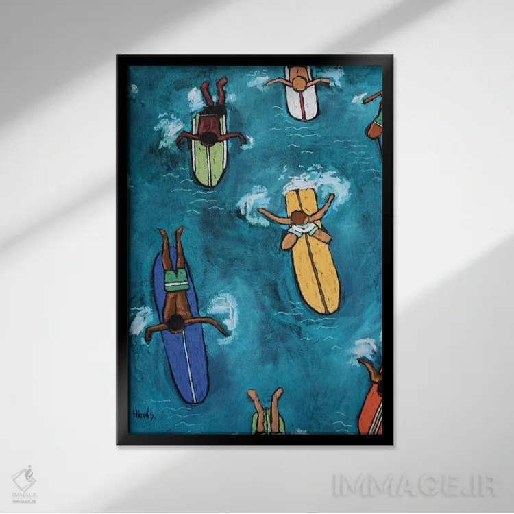 تابلو دکوراتیو پسران تابستان اثر دیویدای هیندز - نمای قابدار مشکی