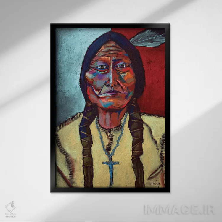 تابلو دکوراتیو بول نشسته اثر دیویدای هیندز - نمای قابدار مشکی