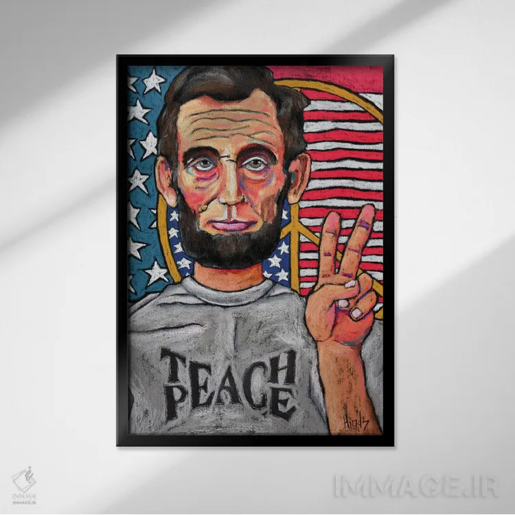 تابلو دکوراتیو آموزش صلح اثر دیویدای هیندز - نمای قابدار مشکی