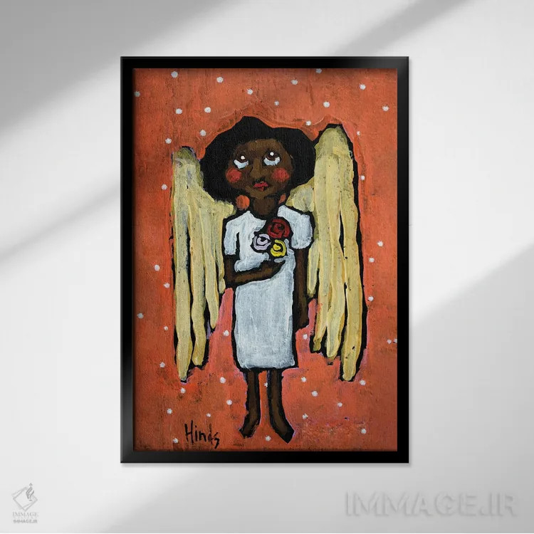 تابلو دکوراتیو فرشته نگهبان هشتم اثر دیویدای هیندز - نمای قابدار مشکی