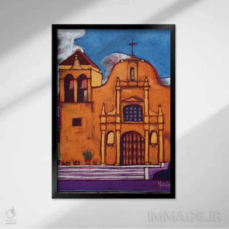 تابلو دکوراتیو کلیسای جامع سن کارلوس اثر دیویدای هیندز - نمای قابدار مشکی