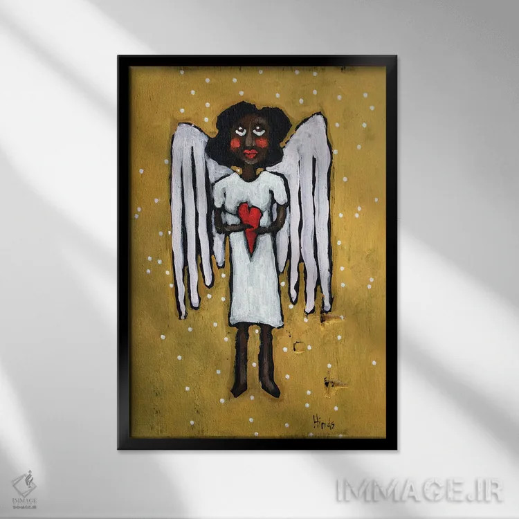 تابلو دکوراتیو فرشته نگهبان هفتم اثر دیویدای هیندز - نمای قابدار مشکی