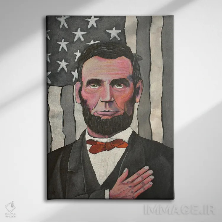 تابلو دکوراتیو آبراهام لینکلن به جمهوری سوگند می خورد اثر دیویدای هیندز - نمای روبهرو روی دیوار
