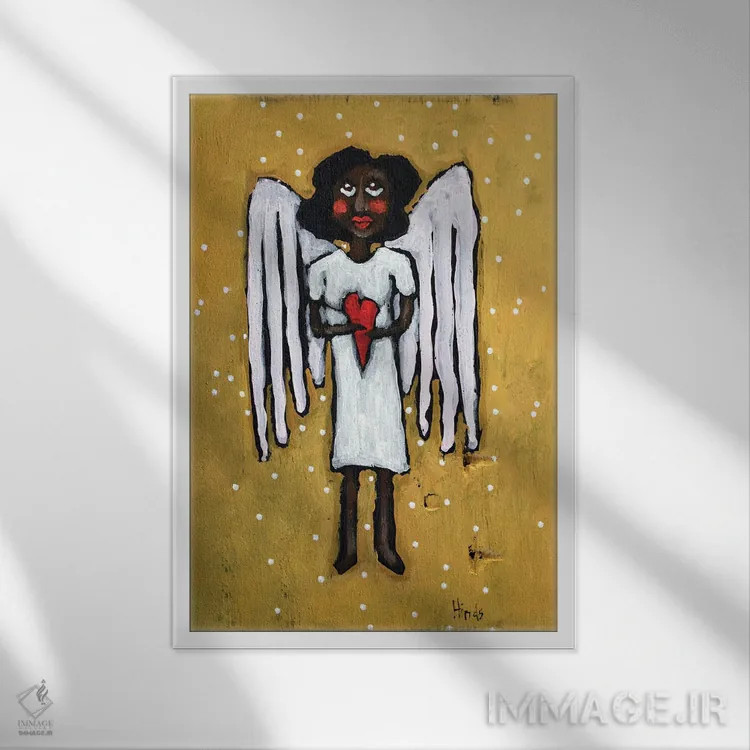 تابلو دکوراتیو فرشته نگهبان هفتم اثر دیویدای هیندز - نمای قابدار سفید