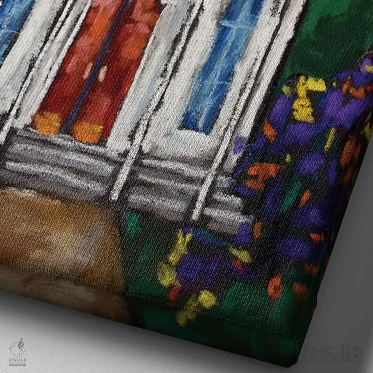 تابلو دکوراتیو به خانه خدا خوش آمدید اثر دیویدای هیندز - نمای نزدیک بافت بوم