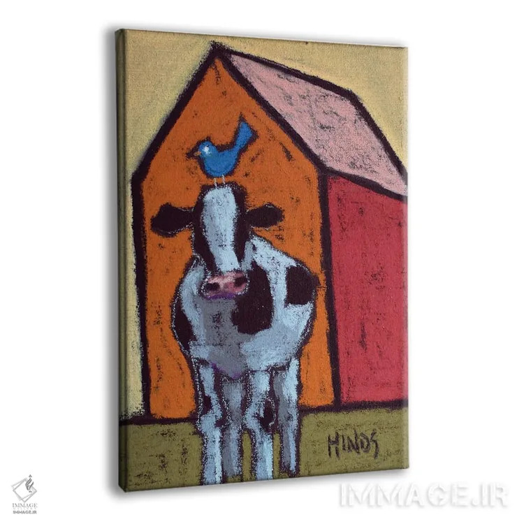 تابلو دکوراتیو گاو انتزاعی در حیاط طویله اثر دیویدای هیندز - نمای پرسپکتیو محصول