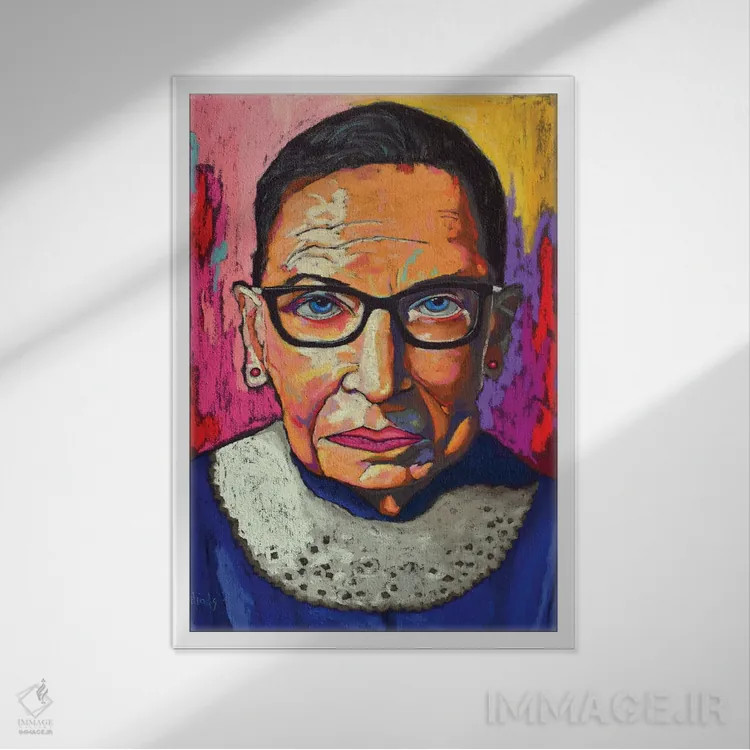 تابلو دکوراتیو روث بیدر گینزبرگ اثر دیویدای هیندز - نمای قابدار سفید