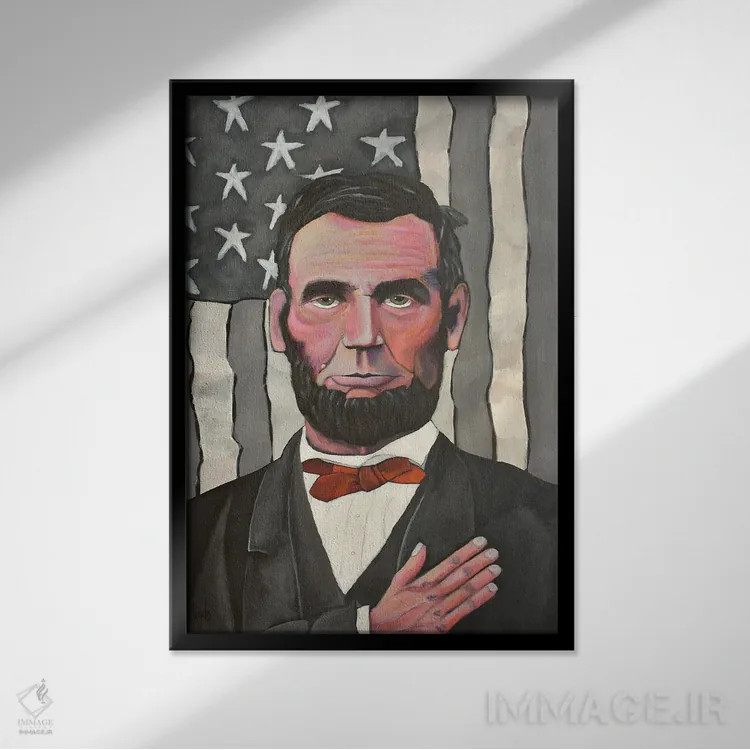 تابلو دکوراتیو آبراهام لینکلن به جمهوری سوگند می خورد اثر دیویدای هیندز - نمای قابدار مشکی