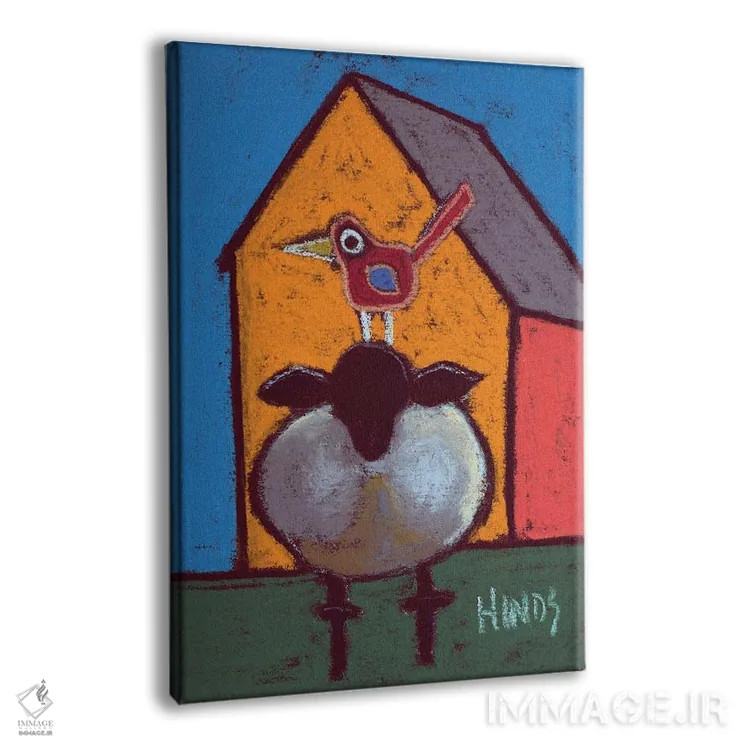 تابلو دکوراتیو گوسفند و طویله انتزاعی اثر دیویدای هیندز - نمای پرسپکتیو محصول