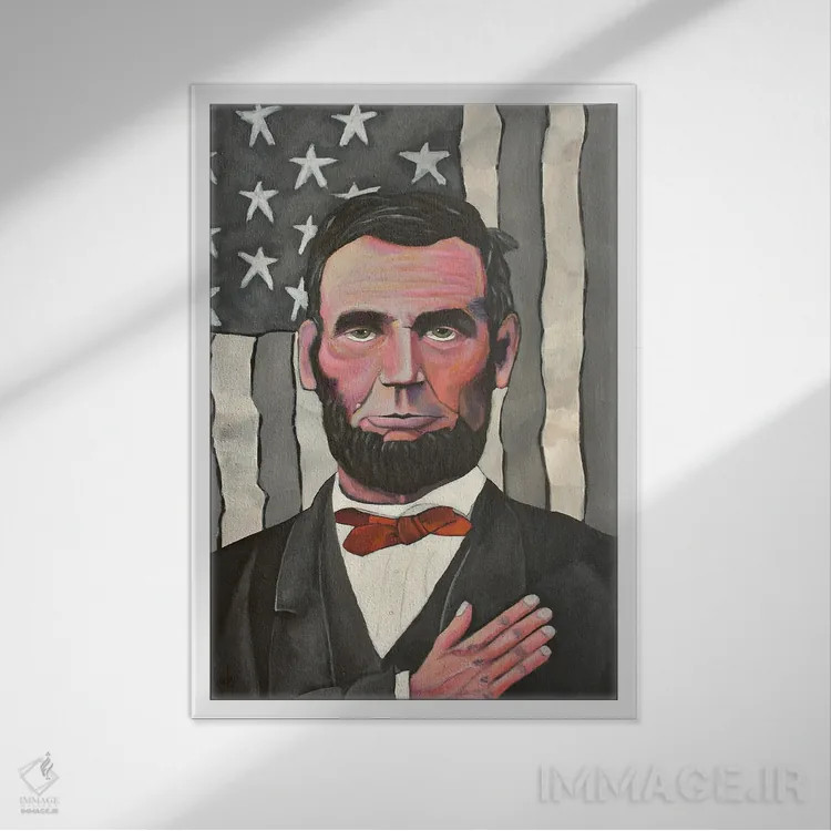 تابلو دکوراتیو آبراهام لینکلن به جمهوری سوگند می خورد اثر دیویدای هیندز - نمای قابدار سفید