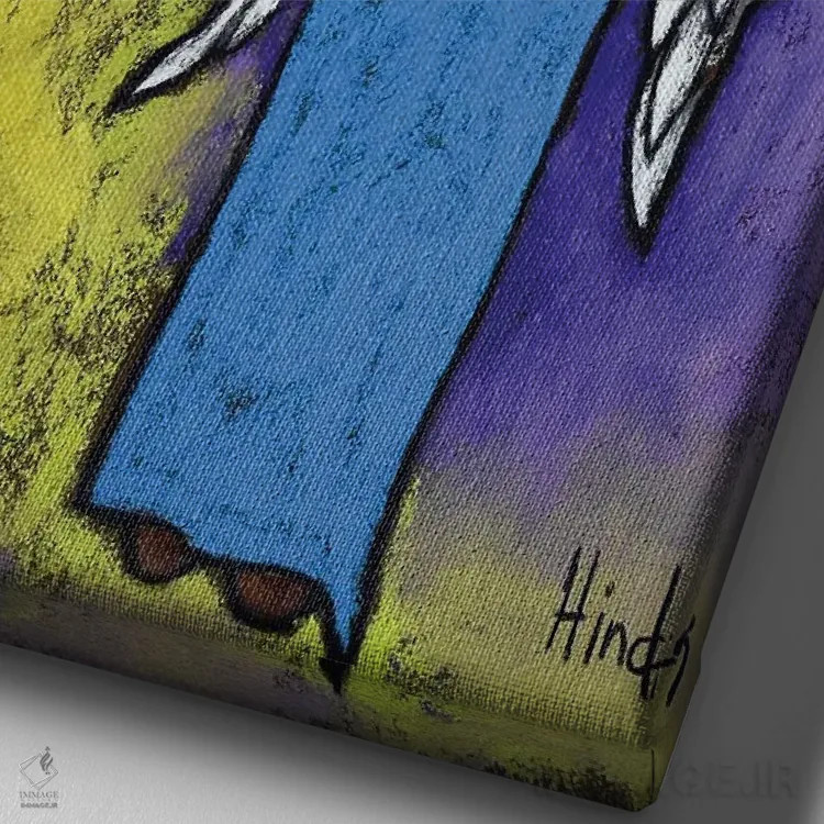 تابلو دکوراتیو فرشتگان اثر دیویدای هیندز - نمای نزدیک بافت بوم