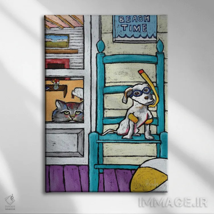 تابلو دکوراتیو زمان ساحل اثر دیویدای هیندز - نمای روبهرو روی دیوار