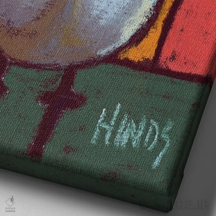 تابلو دکوراتیو گوسفند و طویله انتزاعی اثر دیویدای هیندز - نمای نزدیک بافت بوم