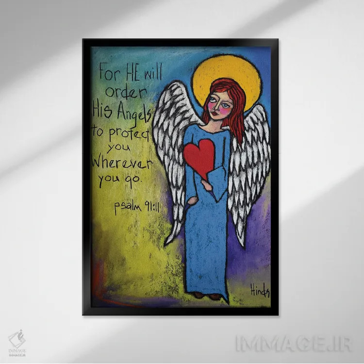 تابلو دکوراتیو فرشتگان اثر دیویدای هیندز - نمای قابدار مشکی