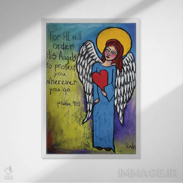 تابلو دکوراتیو فرشتگان اثر دیویدای هیندز - نمای قابدار سفید