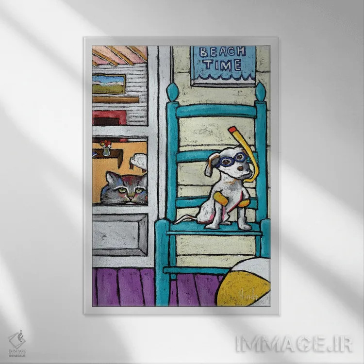 تابلو دکوراتیو زمان ساحل اثر دیویدای هیندز - نمای قابدار سفید