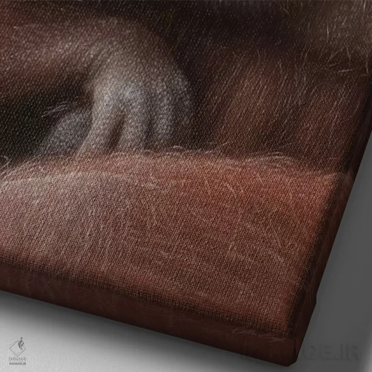 تابلو دکوراتیو مادر و بچه اورانگوتان اثر کالین بوگل - نمای نزدیک بافت بوم