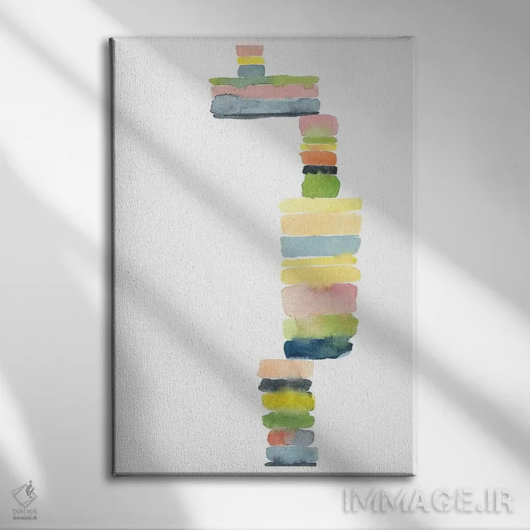 تابلو دکوراتیو ردیف های رنگی اثر کلودیا بیانکی - نمای روبهرو روی دیوار