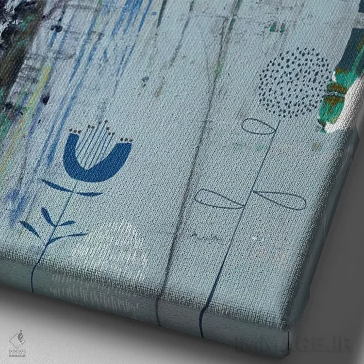 تابلو دکوراتیو زمستان آبی اثر کلودیا بیانکی - نمای نزدیک بافت بوم