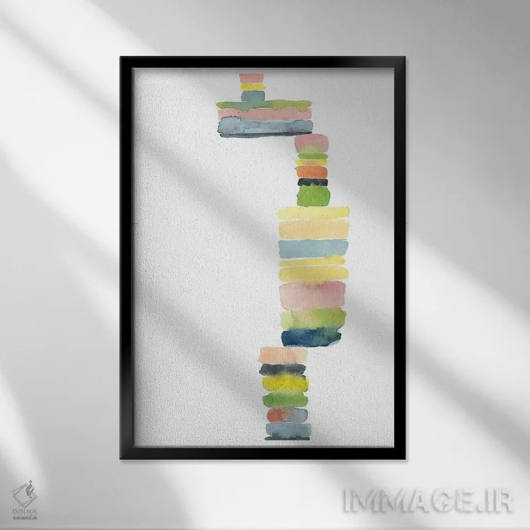 تابلو دکوراتیو ردیف های رنگی اثر کلودیا بیانکی - نمای قابدار مشکی