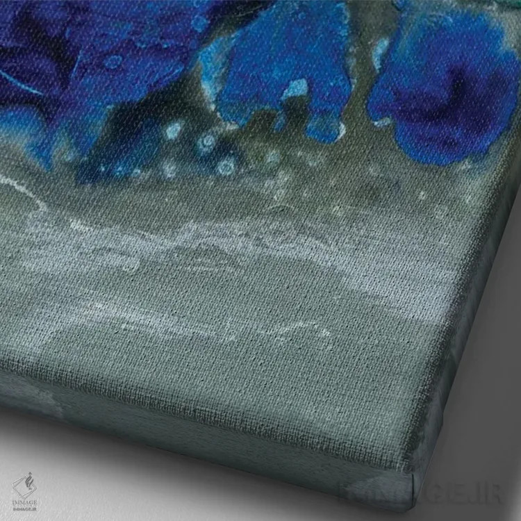 تابلو دکوراتیو مد صبحگاهی آبی دوم اثر جویس کومبز - نمای نزدیک بافت بوم