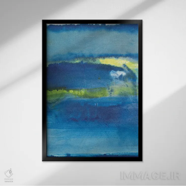 تابلو دکوراتیو اندیشه های آبی عمیق دوم اثر جویس کومبز - نمای قابدار مشکی