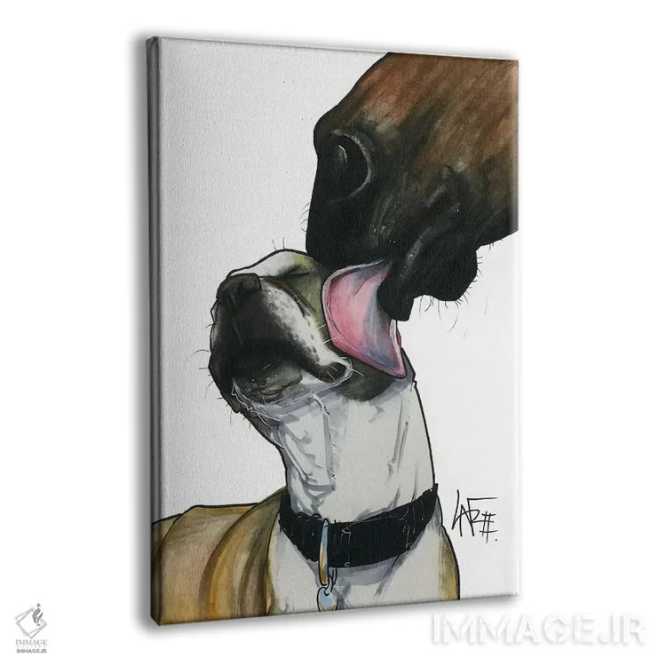 تابلو دکوراتیو اسب هدیه اثر کاریکاتورهای سگ - نمای پرسپکتیو محصول