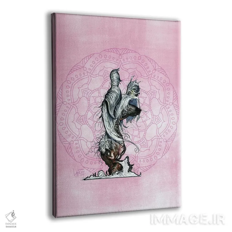 تابلو دکوراتیو کریستد چینی مراقبه گر اثر کاریکاتورهای سگ - نمای پرسپکتیو محصول