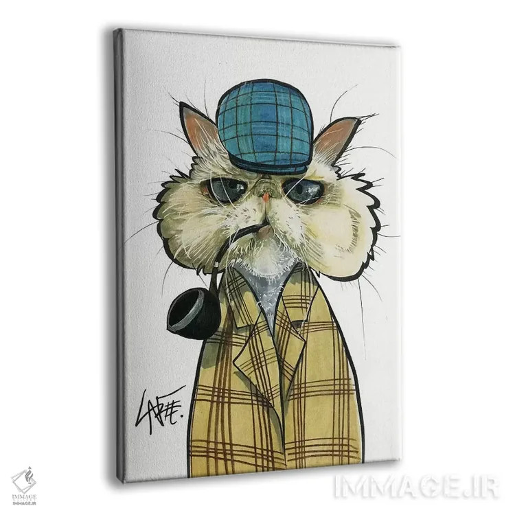 تابلو دکوراتیو گربه کارآگاه اثر کاریکاتورهای سگ - نمای پرسپکتیو محصول