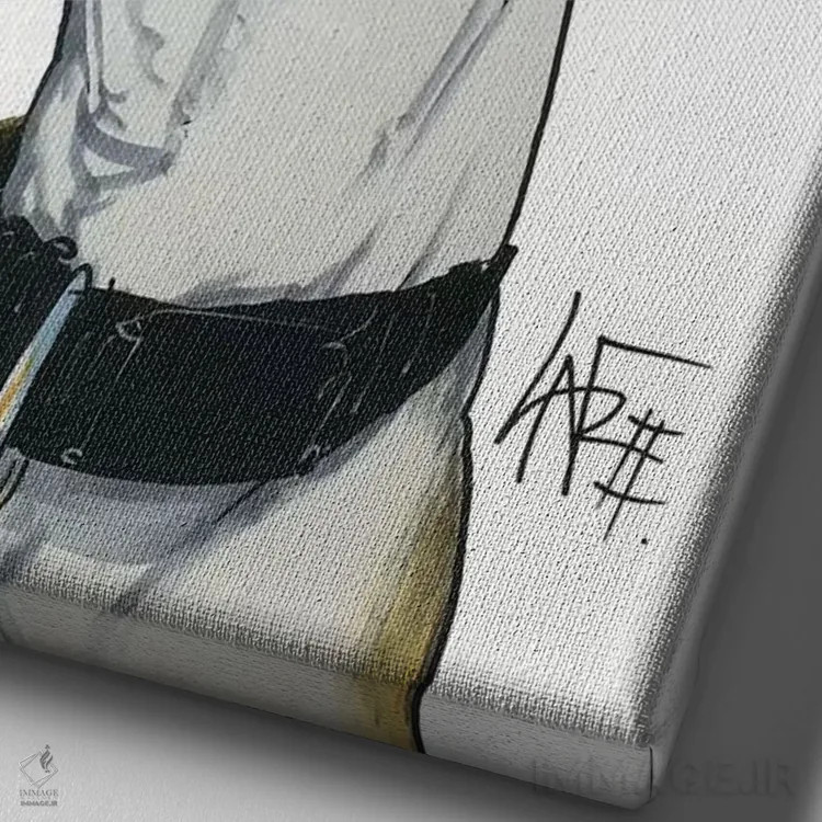 تابلو دکوراتیو اسب هدیه اثر کاریکاتورهای سگ - نمای نزدیک بافت بوم