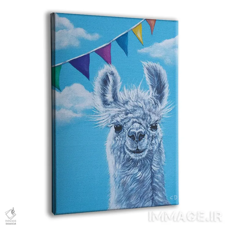 تابلو دکوراتیو مهمانی لاماها اثر سیندی دودس - نمای پرسپکتیو محصول