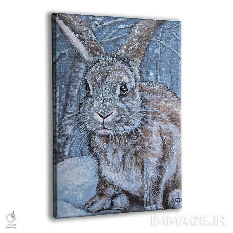 تابلو دکوراتیو خرگوش زمستانی اثر سیندی دودس - نمای پرسپکتیو محصول