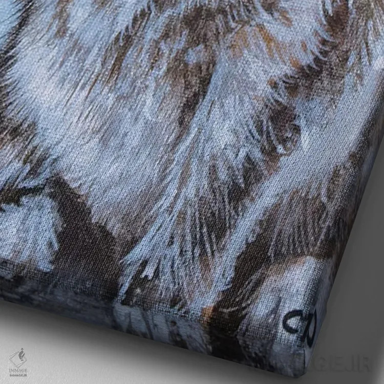 تابلو دکوراتیو خرگوش زمستانی اثر سیندی دودس - نمای نزدیک بافت بوم