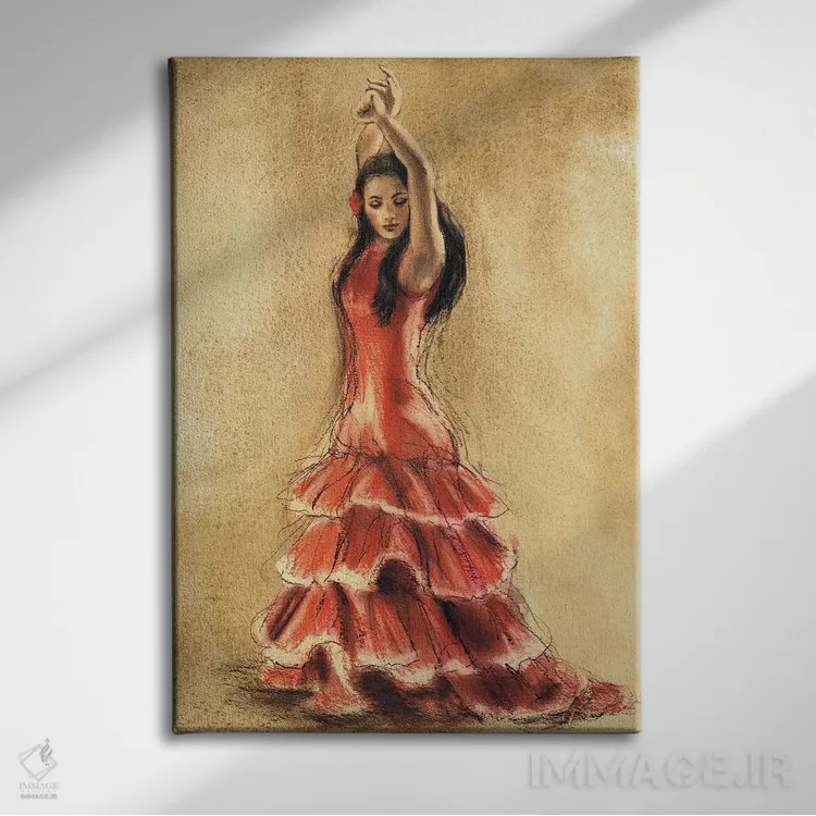 تابلو دکوراتیو رقاص فلامنکو I اثر کارولین گلد - نمای روبهرو روی دیوار