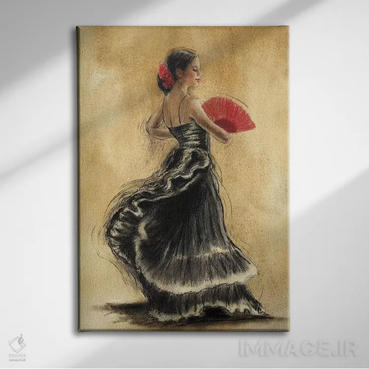 تابلو دکوراتیو رقاص فلامنکو II اثر کارولین گلد - نمای روبهرو روی دیوار