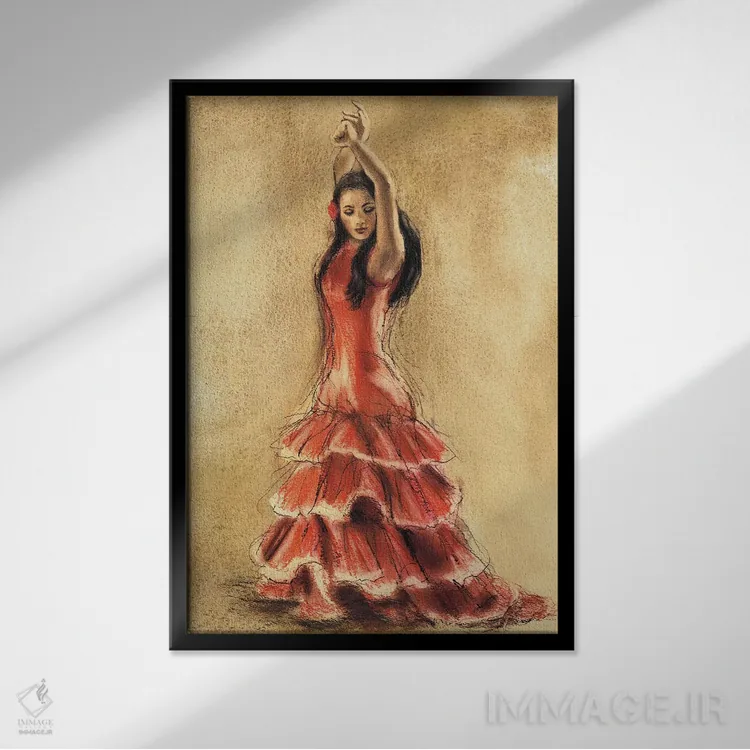 تابلو دکوراتیو رقاص فلامنکو I اثر کارولین گلد - نمای قابدار مشکی