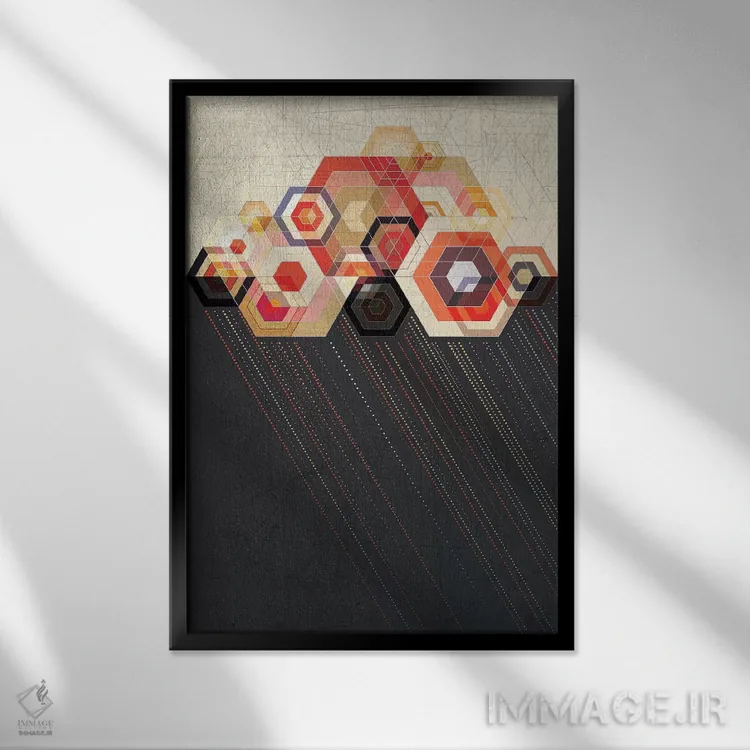 تابلو دکوراتیو ابر بارانی اثر چایا شرادر - نمای قابدار مشکی