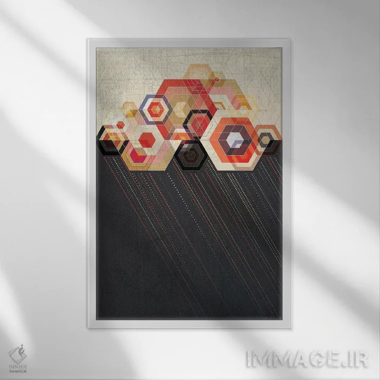 تابلو دکوراتیو ابر بارانی اثر چایا شرادر - نمای قابدار سفید