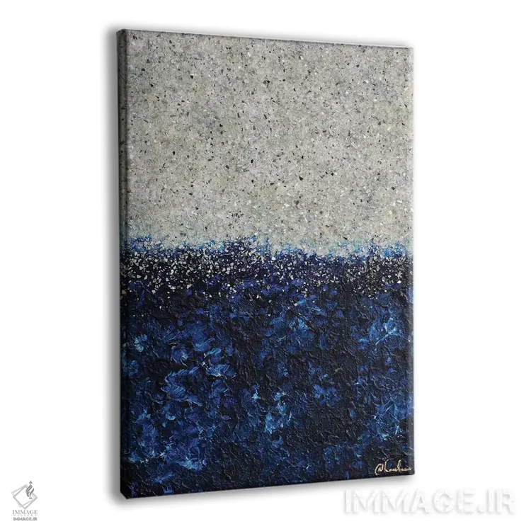 تابلو دکوراتیو یاقوت کبود نقره ای اثر نیکی چوهان - نمای پرسپکتیو محصول