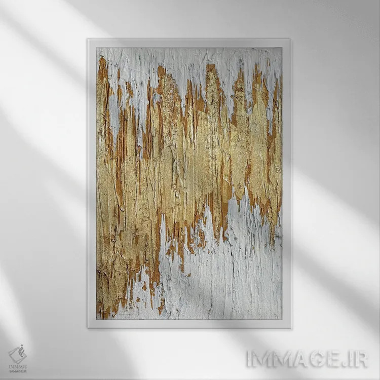 تابلو دکوراتیو مسیر طلایی اثر نیکی چوهان - نمای قابدار سفید