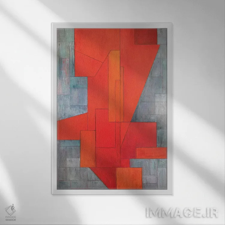 تابلو دکوراتیو چهره آتش اثر استیفن چیمینی - نمای قابدار سفید