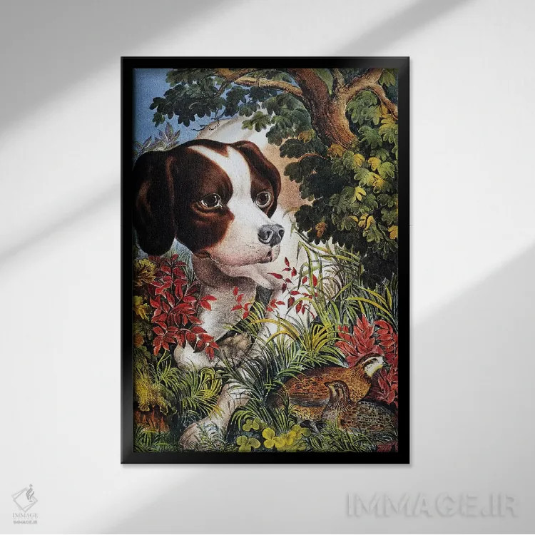 تابلو دکوراتیو 1866,کوریر و آیوز: سگ، ۱۸۶۶ اثر کاریه و آیووز - نمای قابدار مشکی