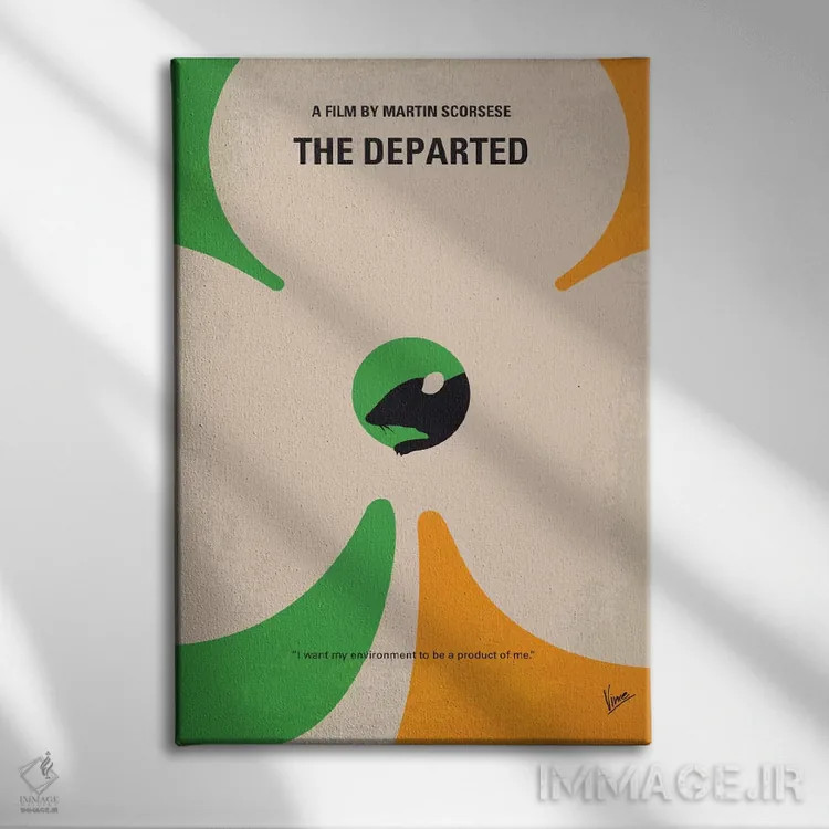 تابلو دکوراتیو پوستر مینیمال فیلم رفتگان اثر چانکونگ - نمای روبهرو روی دیوار